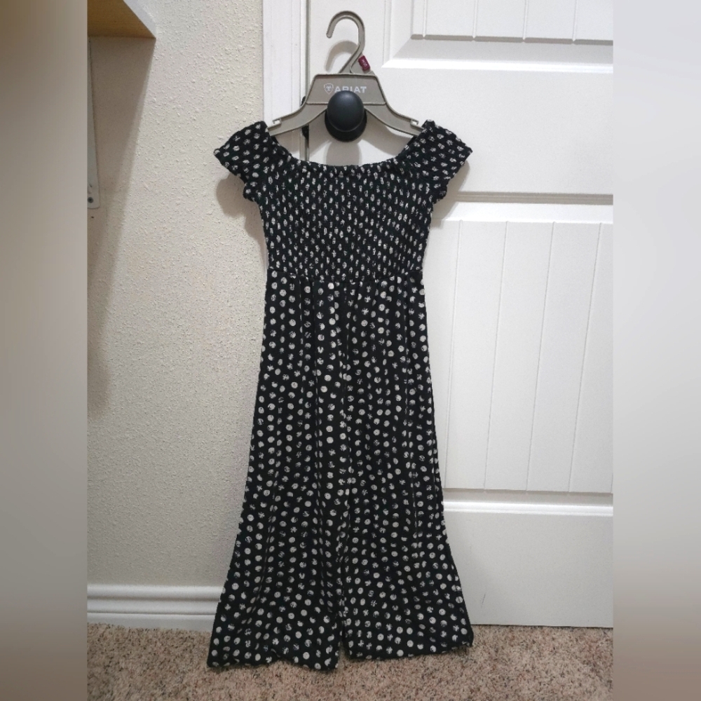 Art Class Black and White Jumpsuit with Flutter Cap Sleeves